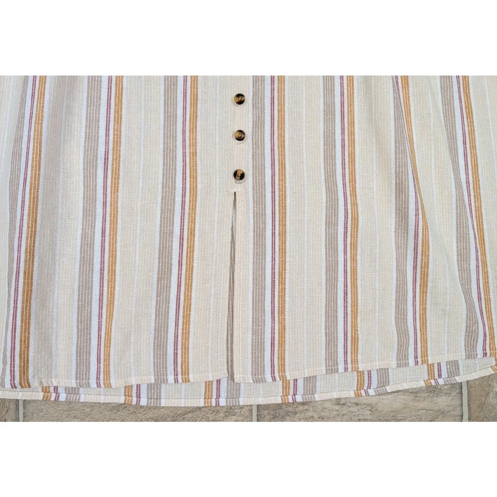 Sonoma sz 2X Linen Blend Midi Skirt pull on multi color stripes pockets 2787